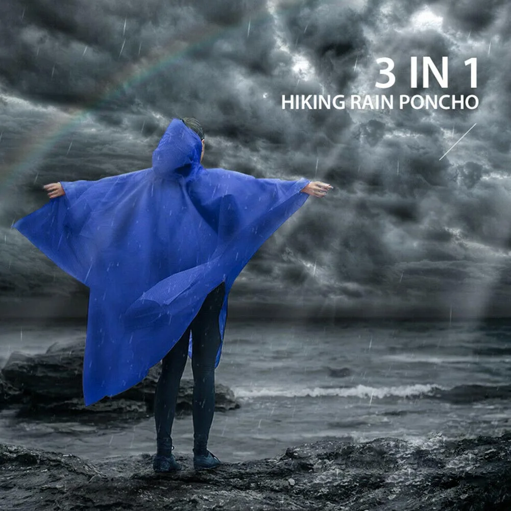 Unisex Adjustable Adult Waterproof Multifunctional Reusable Outdoor Travel Tent Mat Awning Raincoat Camping Hiking Poncho 3 In 1