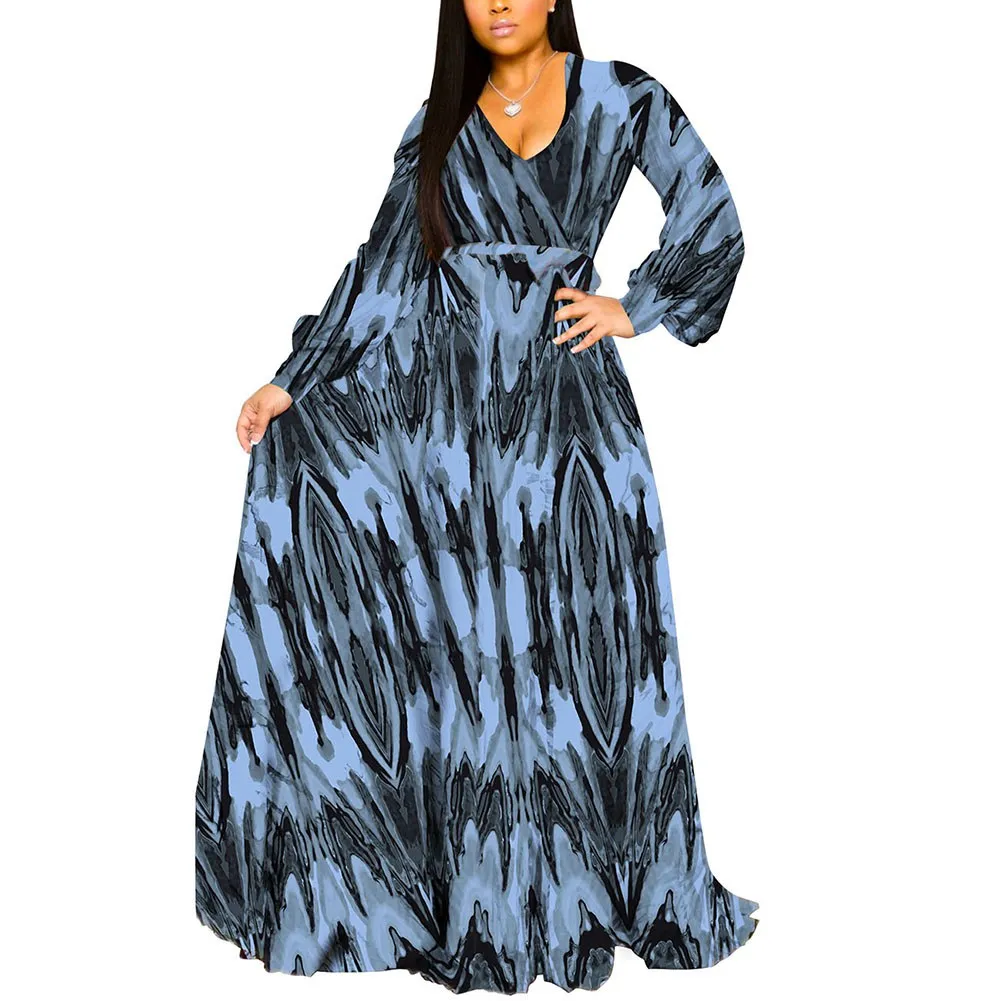 Fadzeco African Plus Size Dresses For Women Robe Loose Dress Dashiki Batik Floral Wax Print Lady Clothing African Gown For Women