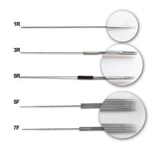 

100pcs Tranditional Tattoo needles 1R 3R 5R 5F 7F for permanent makeuup tattoo Machine with independent packing