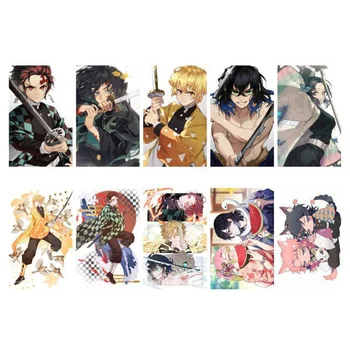 

Demon Slayer Kimetsu No Yaiba Anime Card Sticker Pack DIY Waterproof Card Classic Kids Stickers Toys For Children 10 Pcs/Set