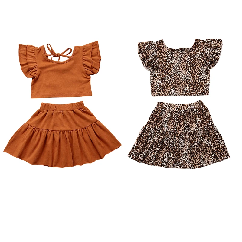 2020 летняя одежда для малышей леопардовые топы с оборками маленьких девочек