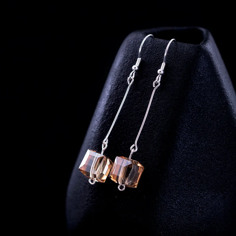

Cheap 925 Sterling Silver Jewelry Natural Citrine Cubic Square Elegance Drop Earrings For Women Christmas Jewelry