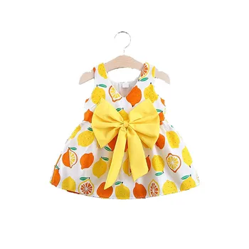 

2019 girls dress summer dress children sweet princess dress lemon sleeveless cute vest dress