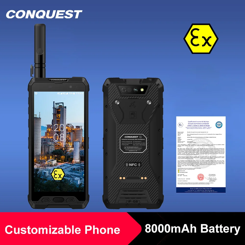 CONQUEST S18 ATEX рация прочный телефон IP68 водонепроницаемый смартфон мобильный 4G LTE |