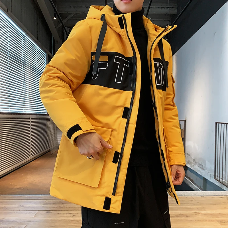 Comprar Alta calidad 2019 nueva moda Multi bolsillos con capucha cazadora de invierno de los hombres caliente chaqueta Parka larga abrigo ajustado M 4XL