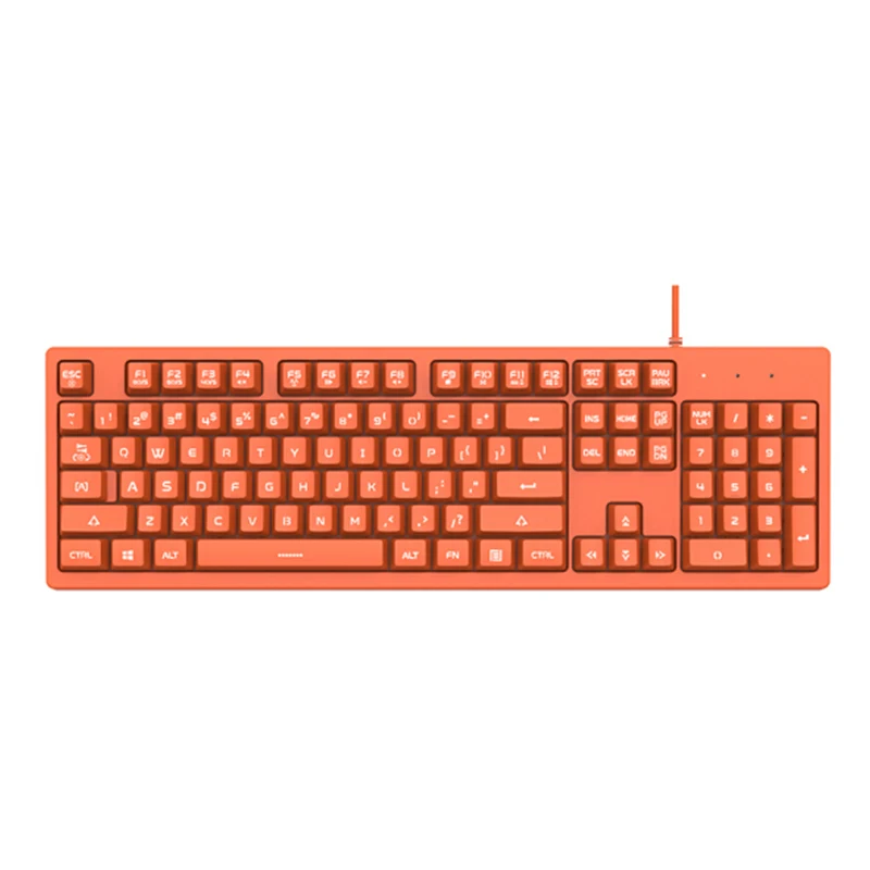 Orange AJAZZ 104 клавиш USB Проводная эргономичная клавиатура монохроматическая легкая игровая механическая клавиатура для компьютеры-Ноутбуки ПК - Цвет: Orange