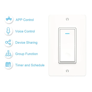 

Hot Wi-fi in-Wall Smart Touch Switch Light Switch Voice Control Smart Life APP Remote Control Timer Share Device for Android iOS