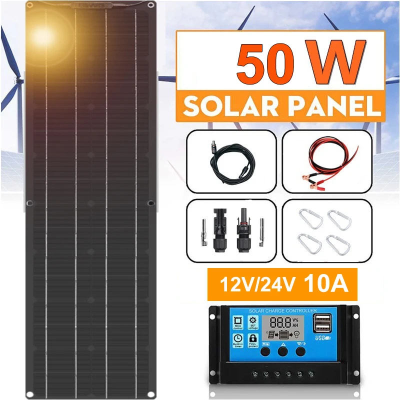 8-50W flexibles Solarpanel USB 5V monokristalline Zelle Batterieladegerät Panel 
