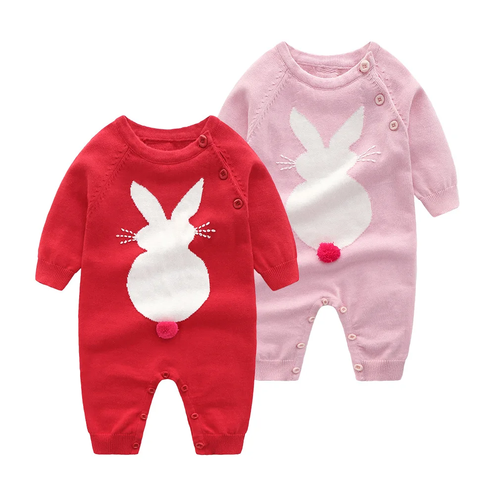 

2023 lovely Knit Rompers newborn Baby Girls clothes wool mother baby knitting clothing 0-24m outwear warm Outfit Jumpsuit