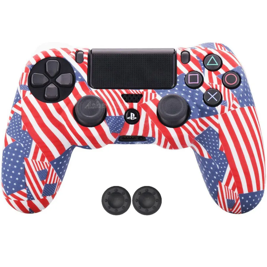PS4/Slim/Pro контроллер силиконовый чехол доллар США/Флаг защита для кожи для sony Playstation 4 PS 4 Dualshock 4 геймпад - Цвет: USA Flag