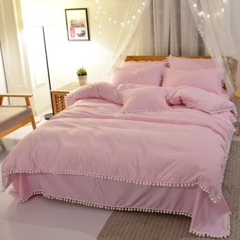 

4Pcs/Set Soft Ball Colorful Girl Duvet Cover Bed Cover Set candy Adult Child Bed Sheets And Pillow cases Bedding Set
