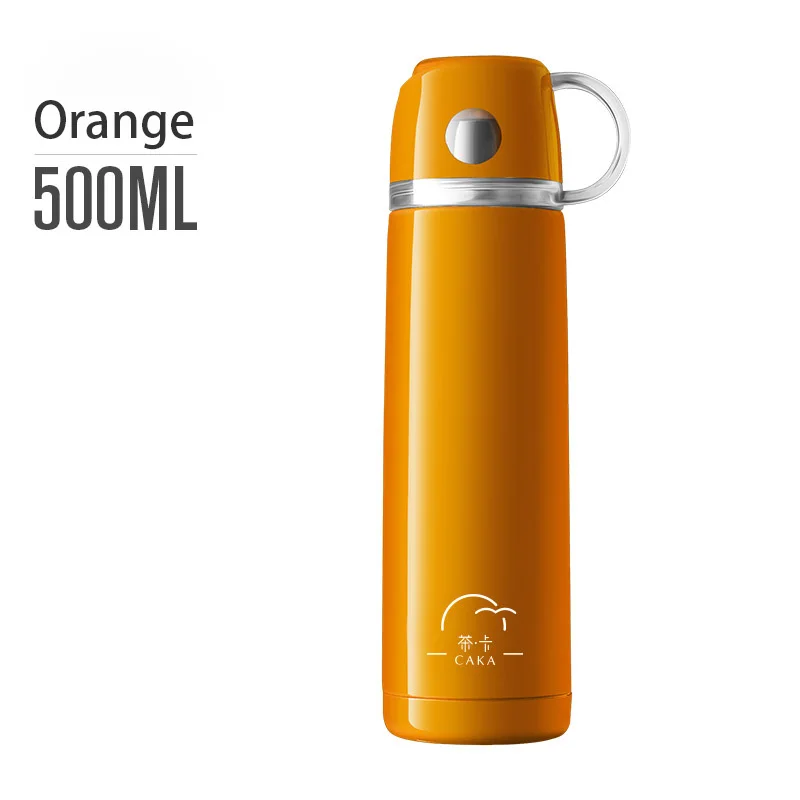Candy Color Stainless Steel Vacuum Flasks 500ml Thermos Cup Detachable Coffee Tea Milk Travel Mug Thermo Car Water Bottles - Цвет: Оранжевый