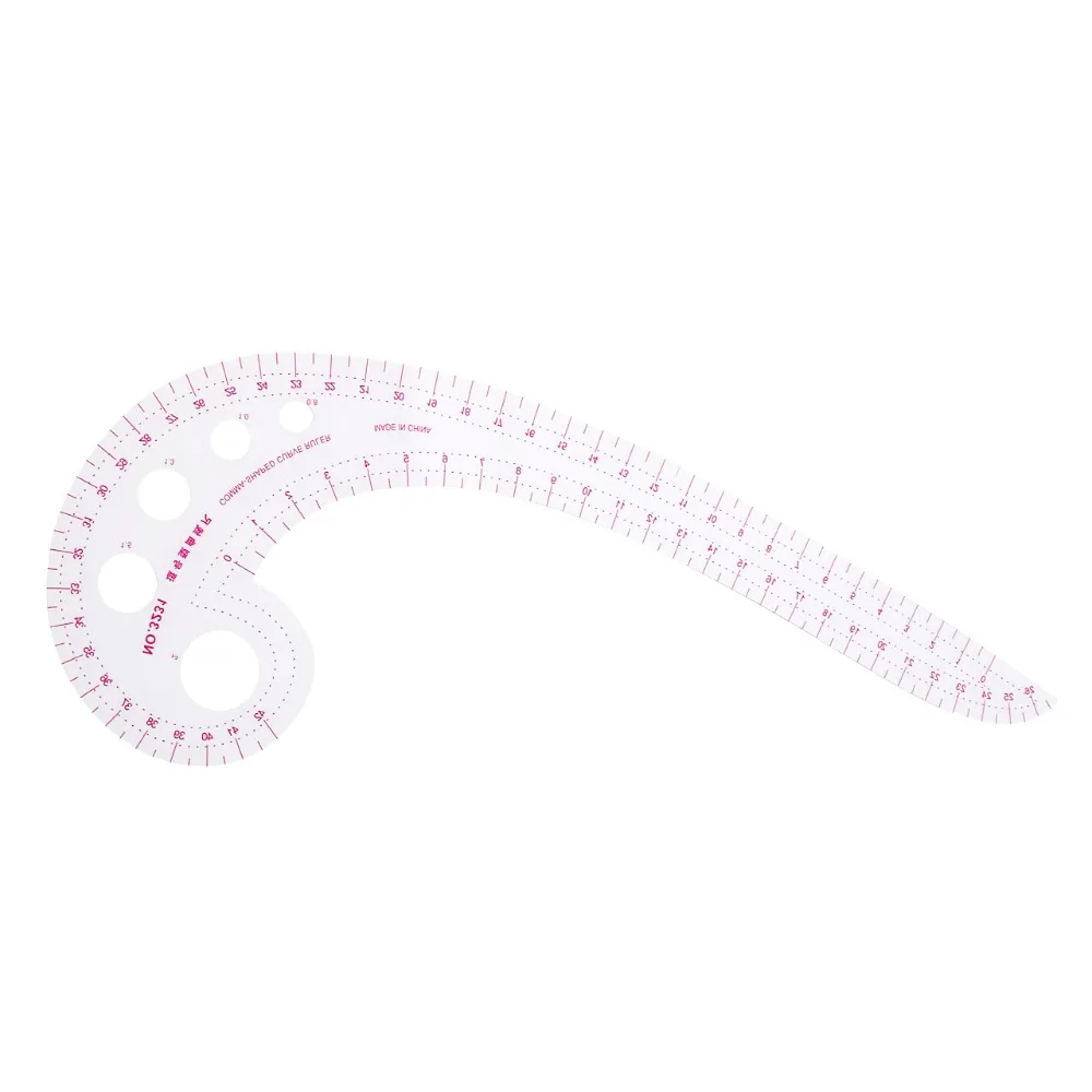 Plastic and Curve Ruler 11.8" Long Comma Shaped French