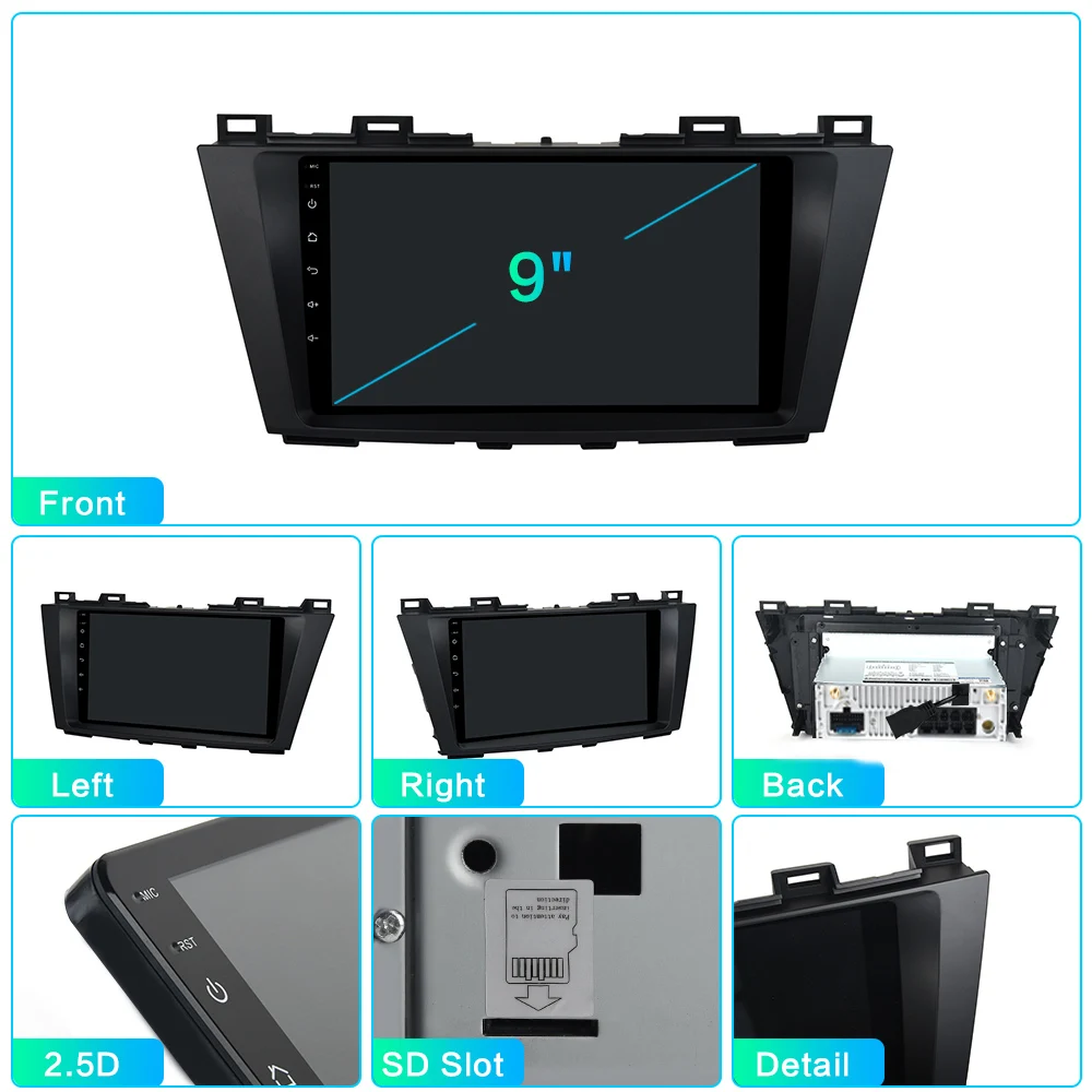 Dasaita автомобильный 1 din Android 9,0 для Mazda 5 радио 2011 2012 2013 TDA7850 " ips экран Bluetooth автомобильный стерео gps 1080P видео HDMI