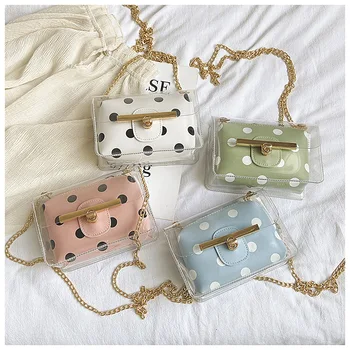 

2020 Fashion Clear Crossbody Bag 2 in 1 Transparent Polka Dot Shoulder Bag with Handbag for Women and Girls