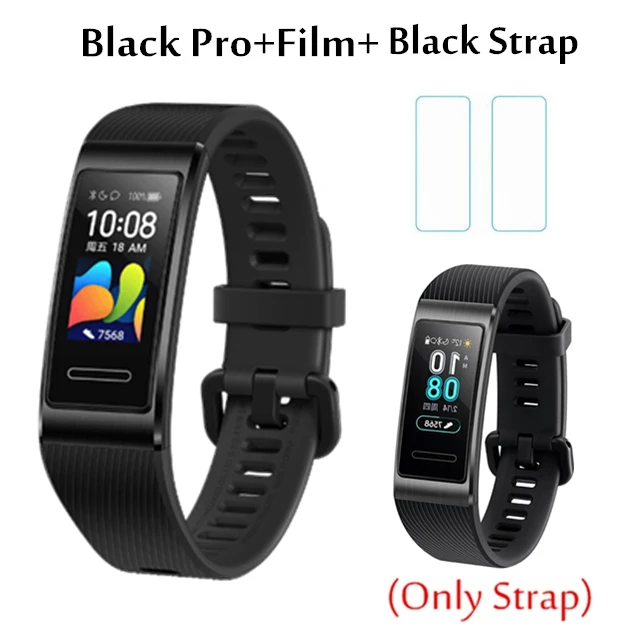 Умный Браслет huawei Band 4 Pro, инновационные часы, лица, автономный gps, проактивный мониторинг здоровья, SpO2, кислород крови - Цвет: B add black strap