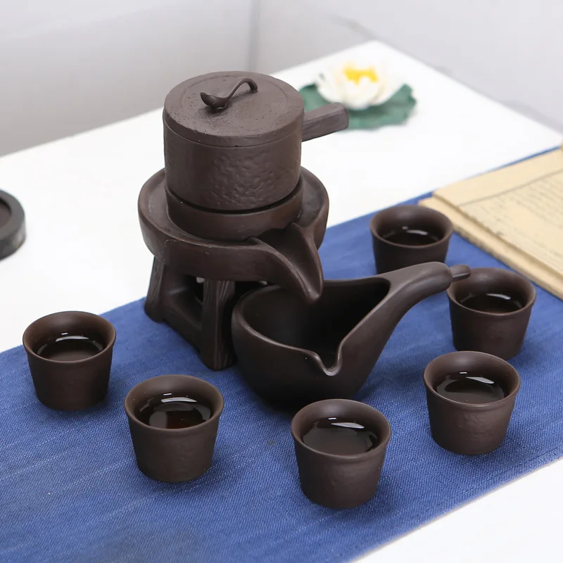 

Clay Fortunes Semi-Fully Automatic Tea Set Heat Resistant Lazy Graphite Kung Fu Tea Set Business Gift Customization