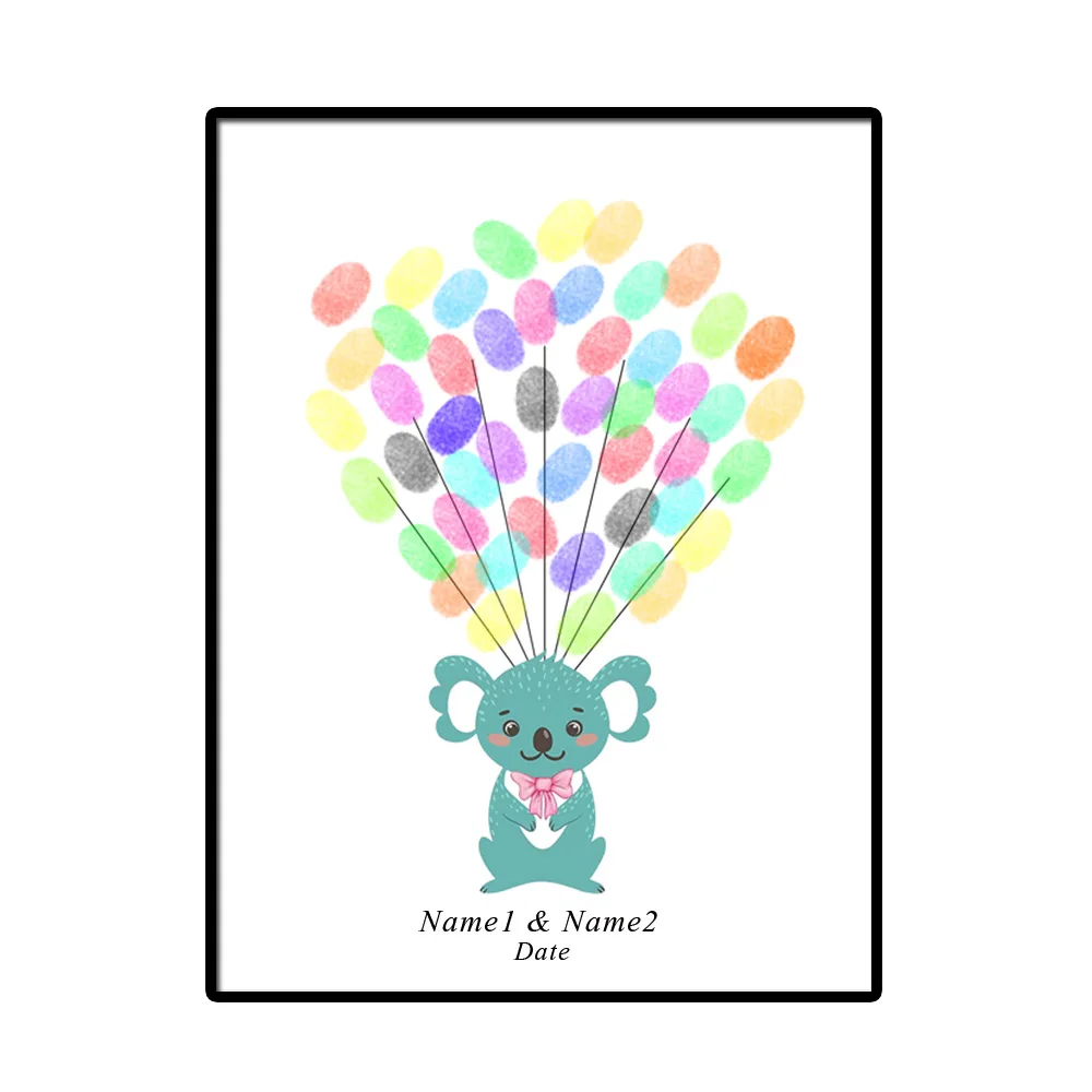 

Lovely Cartoon Birthday Party Signature Guest Book Fingerprint Signature Personalized Baby Shower Fingerprint Sign for Guests