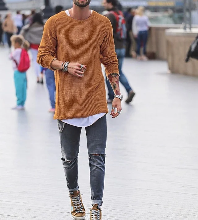 Мужские свитера с круглым вырезом необычный дизайн Топ Мужской свитер одноцветная мужская повседневная кофта пуловер свитера для мужчин s