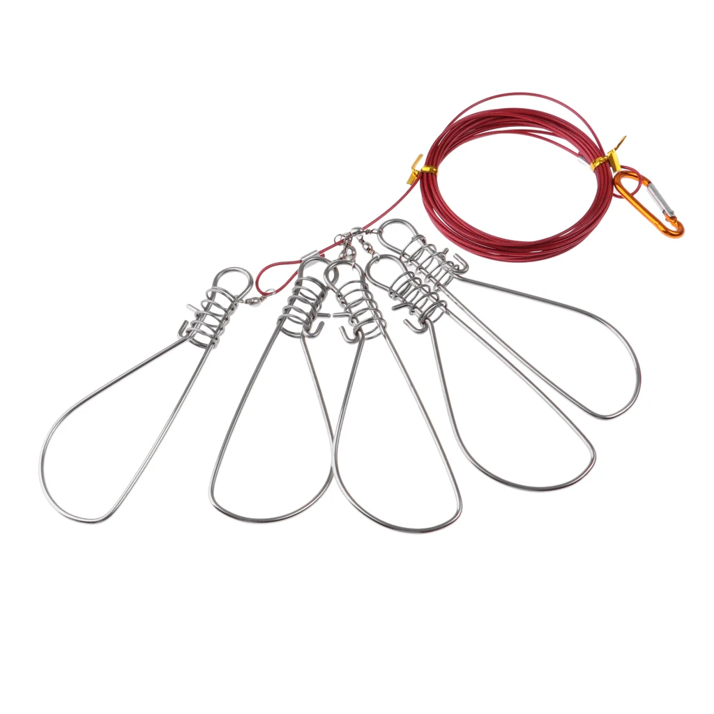 

Fish Lock 5m Nylon Line 5 Snaps Live Fish Buckle Fishing Accessory Tool Stringer