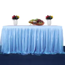 Белый розовый светло-голубой тюль столовая юбка Свадьба День Рождения Вечеринка украшения отель ужин посуда украшения 3 яруса скатерть
