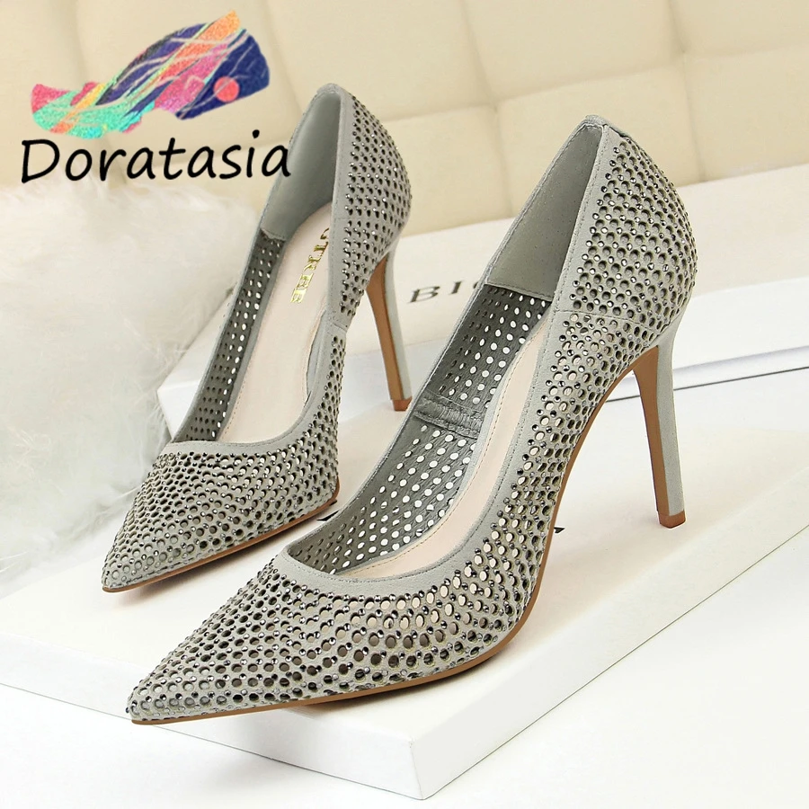 

DORATASIA Sexy Lady Spring Summer Pumps Hollowing Pointed Toe Slip On Thin Heels Pumps Women Party Dress High Heels Shoes Woman
