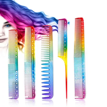 

5 Style Anti-Static Rainbow Hair Comb Double Head Entangled Heat Resistant Temperature Straight Comb Pro Salon Hair Styling Tool
