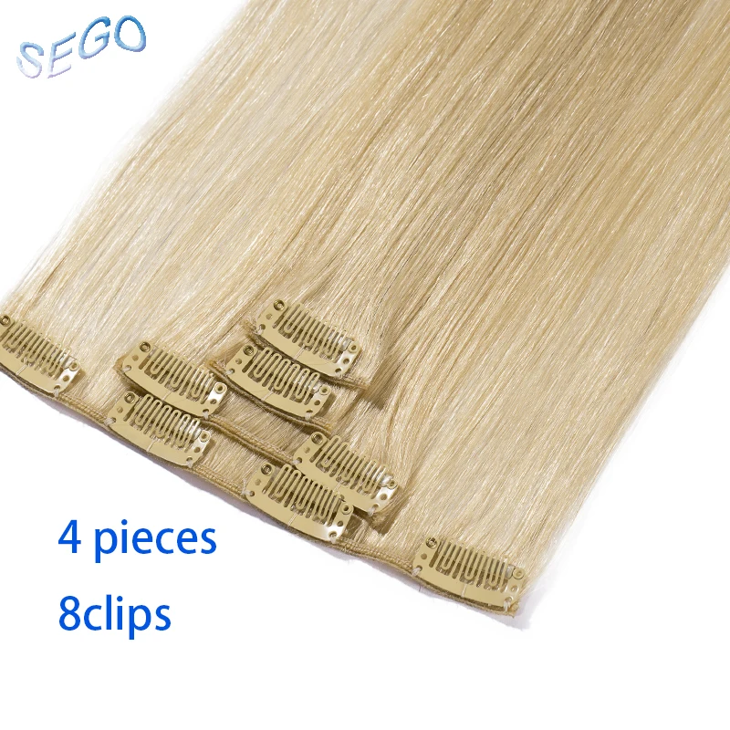 SEGO 1"-22" 40 г прямые человеческие волосы для наращивания на заколках, двойные нарисованные человеческие волосы на заколках для наращивания, 4 шт./с