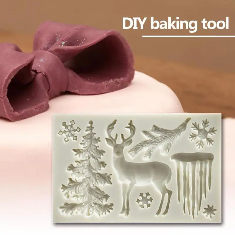 

Christmas Tree Elk Snowflake Mold Chocolate Fondant Baking Cake Decoration Mould Kitchen DIY Baking Tool Accessory