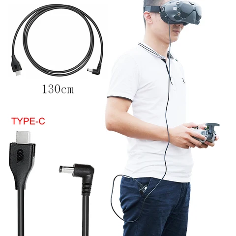 DJI FPV COMBO Drone Flying Glasses V2 Charging Cable 130cm Extended Type-C Line Power Supply Connection Wire Accessories