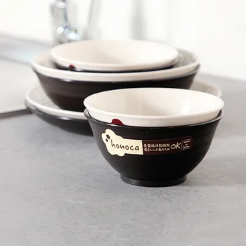 

Rice Bowl Instant Noodles Plastic Plate Household Large Size Shatter-resistant-Microwave Oven Heating Dormitory Dishes Sets