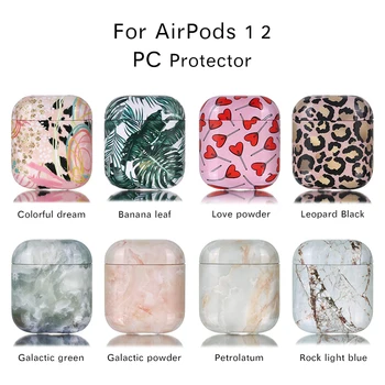 

Marbling Leopard Grain Love Leaf Patterned Case For Airpods 1 2 Fashion Luxury Headset Cover Shockproof Dust-proof Scratch proof