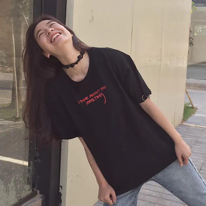 Популярные женские летние футболки с коротким рукавом и круглым вырезом Harajuku с буквенным принтом свободные топы Pop 88