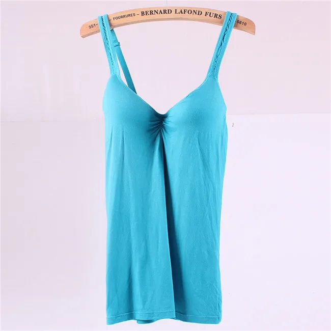 Light Blue Женские регулируемые бретельки Топы Встроенный бюстгальтер с подкладкой модальные мягкие майки на бретелях блузка бюстгальтер без косточек с ремешками без рукавов - Цвет: Light Blue
