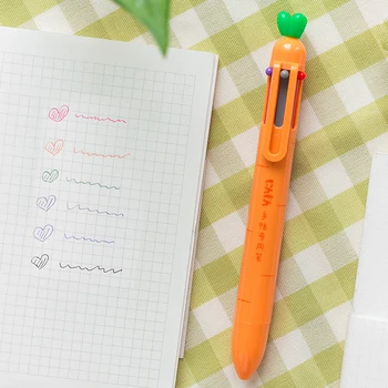 

6 Colors Carrot Ballpoint Pen Kawaii Cartoon Writing Handle Creative DIY Journal Drawing Tool Office Stationery School Supplies