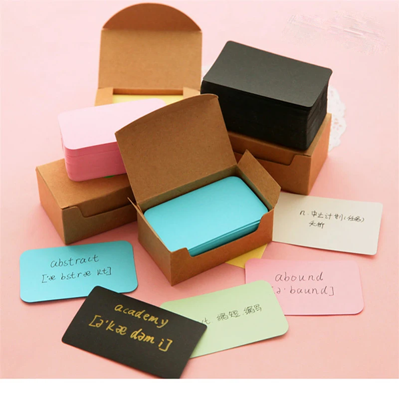 100 Pcs Message Memo Party Gift Thank You Cards Label Bookmarks Learning Cards Kraft Paper Card Bus - 4.00019E+12