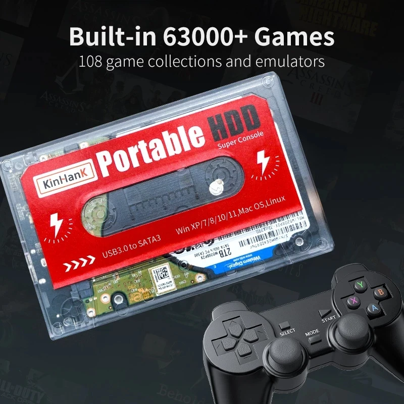2TB HDD 2.5 External Game Hard Drive Disk 63000+ Games For PS2/PS3/PS1/Sega Saturn/Wii/DC/Wiiu PC/Laptop/Super Console X PC | Электроника