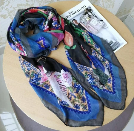 2p женский длинный красный шарф с геометрическим рисунком desigual на осень и весну, подарок на день рождения - Цвет: Светло-зеленый