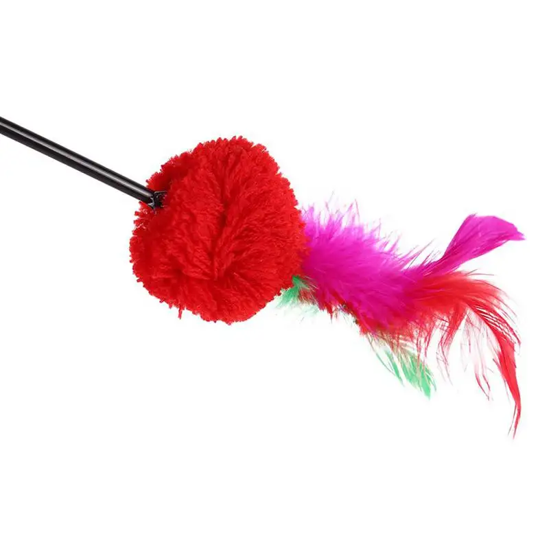 3PCS/Set Pet Dogs Feather Training Stick Kitty Ball Plush Toys Cats Pet Interactive Long For Toy