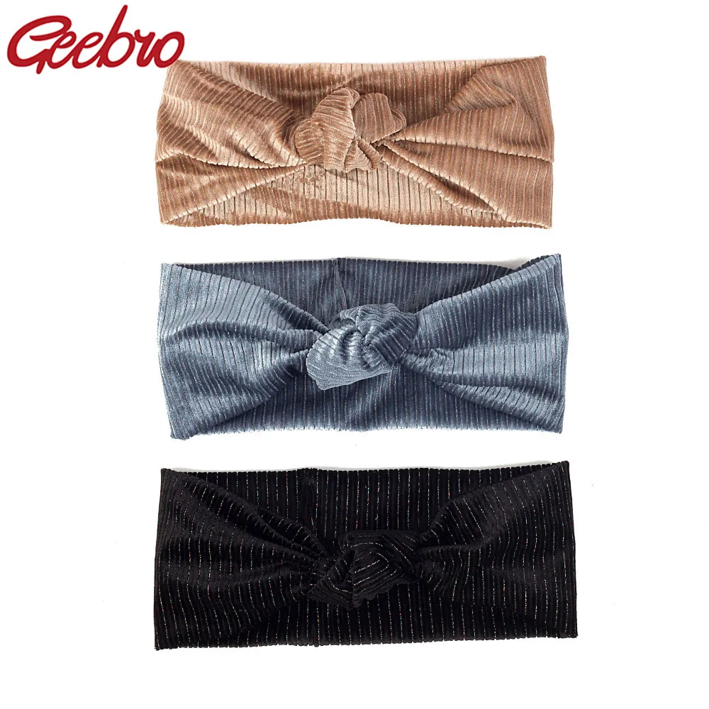 

Geebro Women Fashion Velvet Warm stripe Elastic Turban Headband Soft Knotted Hairband Female Girl Ladies Hair Accessories