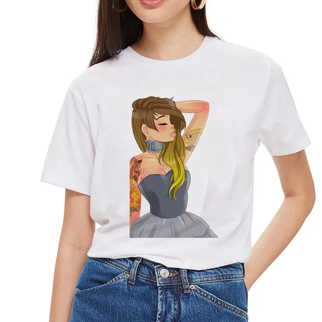 Новое поступление года, женская футболка с рисунком Харадзюку, с круглым вырезом, в стиле панк, хлопчатобумажная футболка с принтом, повседневный короткий рукав - Цвет: 20035