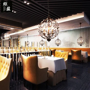 

Nordic retro iron crystal personality branch spherical Chandelier diameter 50cm dining room garden