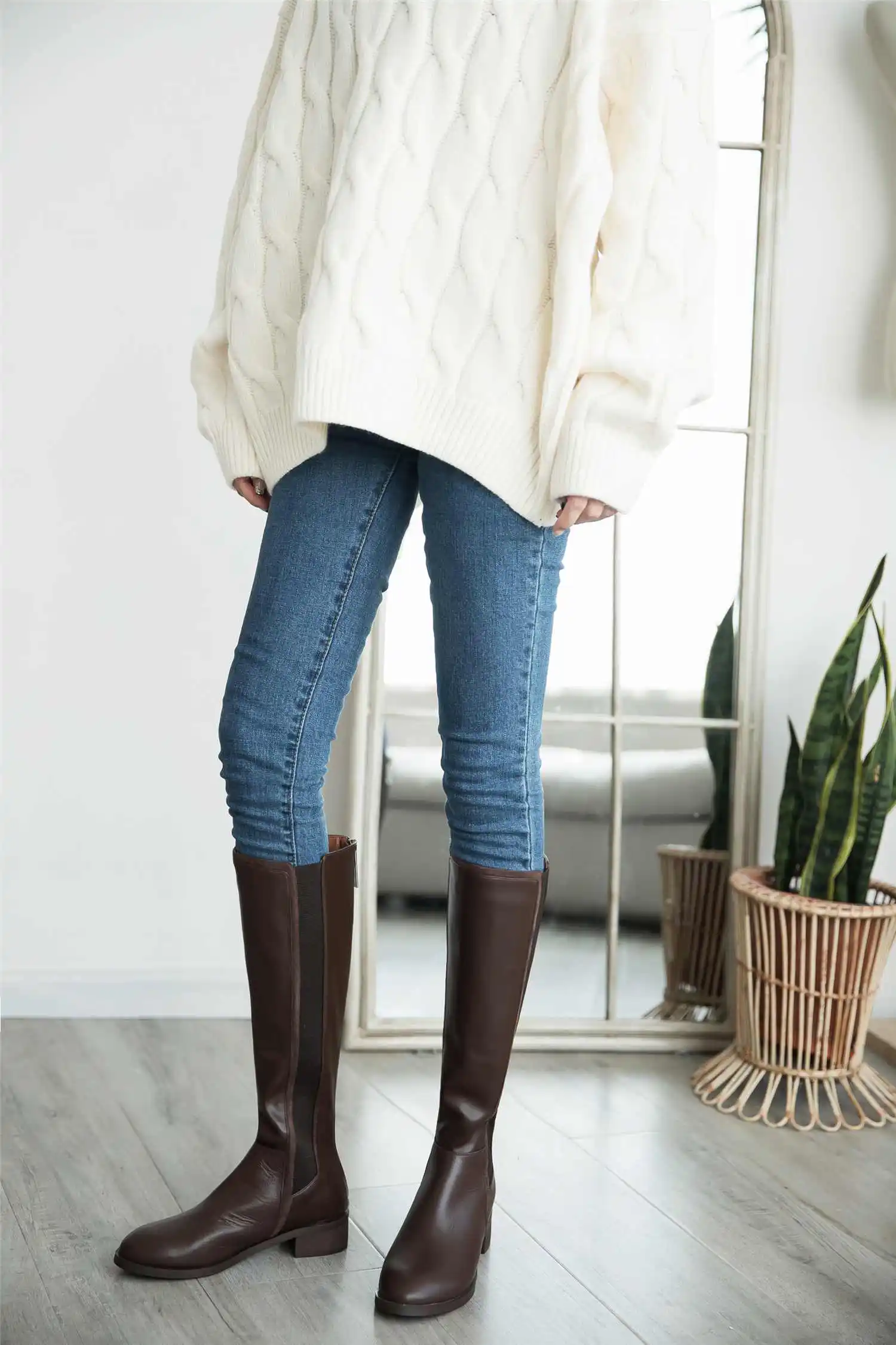 Botas mujer; обувь на высоком каблуке; женские сапоги для верховой езды; винтажные рыцарские сапоги из коровьей кожи; сохраняющие тепло высокие сапоги на молнии для зрелых женщин