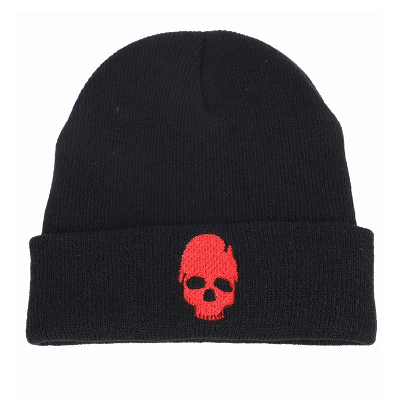 Skullies Beanie Men Boy Autumn Winter Knit Hat Warm Acrylic Brim Embroidery Skiing Sports Outdoor Accesssory (7)