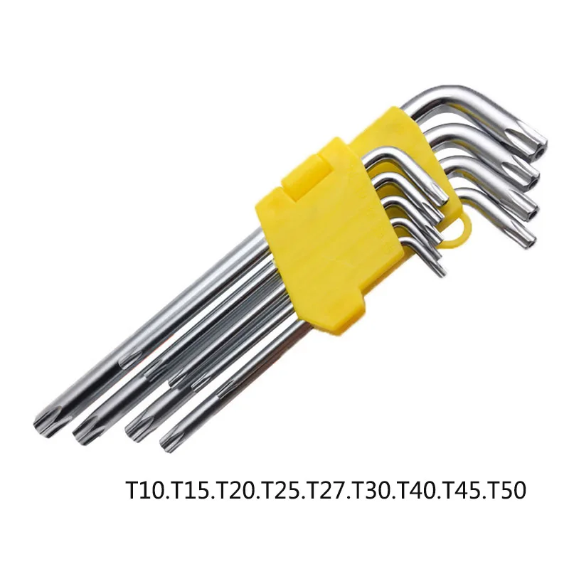 9 шт. гаечный ключ l-образная Слива шестигранный Torx ключ Звездочка гаечный ключ набор короткий Стильный прибор ремонт велосипеда ручная отвертка T10T15