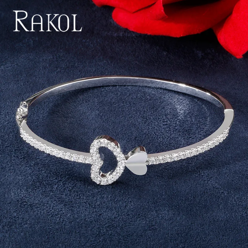 RAKOL женский изысканный браслет с кубическим цирконием, браслет для девушек, очаровательный браслет, вечерние аксессуары для платья RB21215