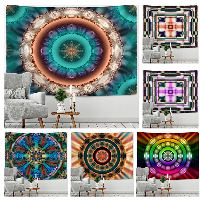 Psychedelic Radiant Mandala Tapestry Wall Art