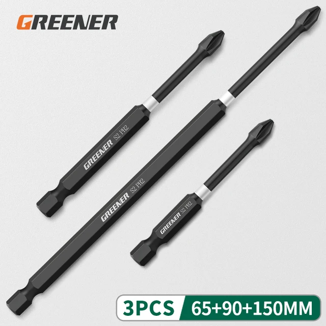 Greener Impact Strong Magnetic Batch Head Cross High Hardness Hand Drill Bit Screw Electric Screwdriver Set 50 65 70 90 150mm 65 90 150mm 3pcs