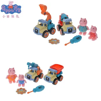

Peppa pig George pig Family Pack Dad Mom Action Figure Original Pelucia Anime DIY Puzzle Toys For Kids children Christmas Gift