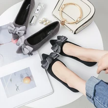 Г. Осенние корейские милые туфли с бантом на плоской подошве, бархатные тонкие туфли женская обувь красного цвета